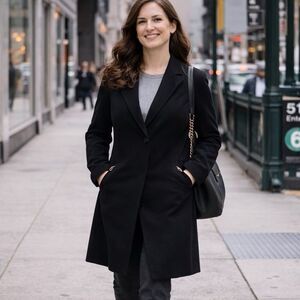 Vintage 90s Bandolino Black Trench Raincoat Duster M Work Office Y2K Grunge Goth